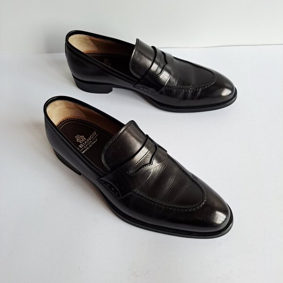 New Di Bianco Black Leather Penny Loafer Shoes Size 8 main image 15
